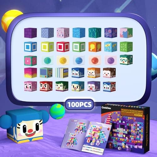 GobiDex 100PCS Magnetic Building Blocks for Kids 3+, Montessori Sensory Toys with Rolling Balls, STEM Educational Gift for Boys and Girls - Thumbnail 5
