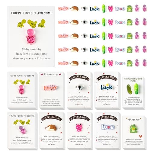 mountova Pocket Hug Inspirational Resin Bulk Gifts - 50 Sets Small Emotional Support Cards for Coworkers | Motivational Desk Companions with Positive Quotes - Image 1