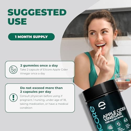 ELICORE Apple Cider Vinegar Gummies 1000mg – Fermented ACV Gummies for Belly Fat Metabolism* – Weight Management Booster, Digestion, & Heart Support* – with Beetroot and Vitamin B12 – 60 Count - Thumbnail 6