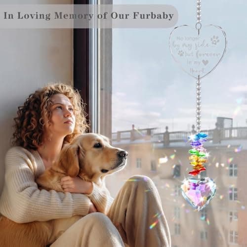 Dog Memorial Gifts for Loss of Dog, K9 Pet Memorial Crystal Suncatcher, Pet Sympathy Loss Passing Away Remembrance Bereavement Gift (Color-Heart) - Thumbnail 6