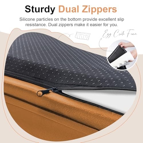 Small Dog Bed Orthopedic Washable: Beds Bolster Small Sized Dogs Bed Egg Crate Foam Couch Sofa Waterproof with Removable Cover - Orange - Thumbnail 5