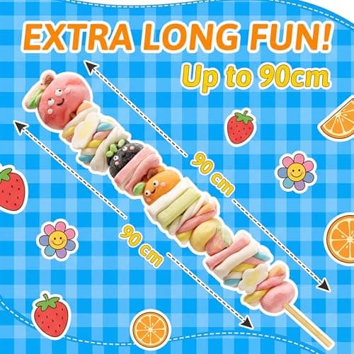 Oricandy 90cm Extra Long Jumbo Fruit Marshmallow Sticks – 1 lb, Individually Wrapped Candy for Easter Baskets & Parties Valentines Candy - Thumbnail 3