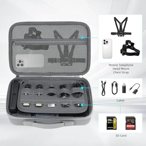 Flymile Carrying Case for Insta360 X5/X4 Air Camera, PU Portable Shoulder Large Hard Shell Bag – Protective Travel Storage Case for Bullet Time Handle/Selfie Stick and Other Accessories, Gray - Thumbnail 3