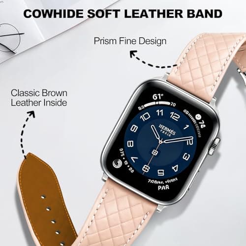 Women Genuine Lether Watch Band for Apple Watch, Dressy Soft Leather Watch Strap for Small Wrist, Compatible with Apple Watch Series 11 10 9 8 7 6 SE Ultra 3 2 1 38mm 40mm 41mm 42mm 44mm 45mm 46mm 49mm - Thumbnail 5