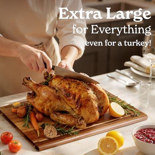Smirly Non Toxic Teak Cutting Boards for Kitchen [1.2" Thickness][17"Extra Large] Cutting Chopping Board with Deep Juice Groove Heavy Duty & Easy Clean - Thumbnail 2