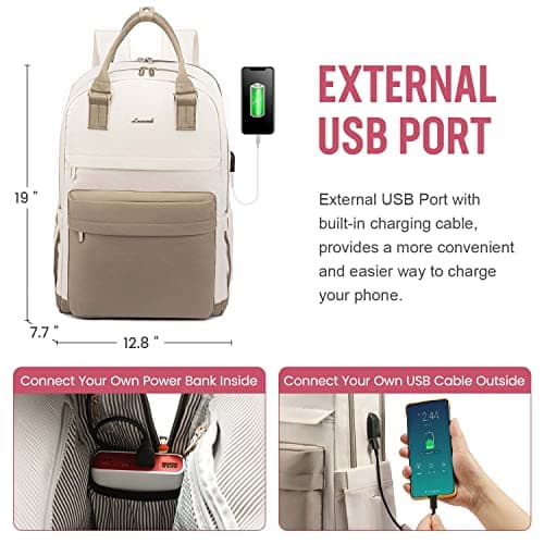 LOVEVOOK Travel Laptop Backpack Women Anti-theft Laptop Bag with USB Port Waterproof Computer Backpack for Nurse College Work - Thumbnail 5