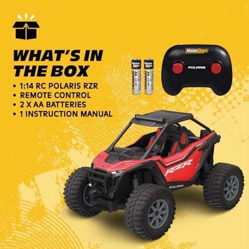 Motor Dayz Polaris RZR Remote Control UTV – 1:14 Scale 2WD RC Car, Officially Licensed Polaris RZR, Full-Function 2.4GHz Radio Control, USB Rechargeable, Ready to Run, Red - Thumbnail 5