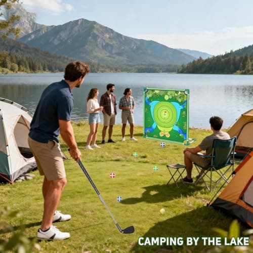 VQRZG Golf Chipping Outdoor Game, Portable Yard Practice Set, Indoor & Lawn Play for Adults and Family, Backyard, Beach, Office Party, Golf Gifts for Men (Golf Chipping Game Set) - Thumbnail 4