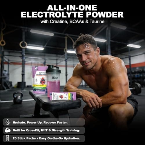 AirVigor Electrolyte Powder with Creatine All-in-One Hydration Drink Mix for Workout, Pre Workout Energy & Recovery, Amino Support, Low Calorie Electrolyte Drink Packets, 20 Sticks, Only 5 Calories - Thumbnail 2