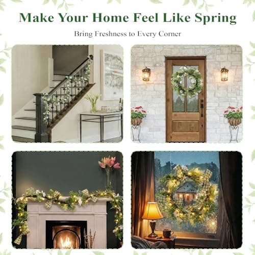 Presentastic 6ft Easter Garland Decorations, 2-in-1 Easter Garland-to-Wreath for Mantel, Fireplace with 18 Pastel Eggs, LED Lights and Storage Bag, Easter Decor for Front Door, Window, Table, Entryway - Thumbnail 5