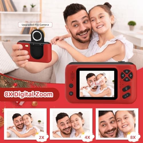 Makolle Kids Camera for Girls, mini Camera for Childrens Age 3-8, Red - Thumbnail 3
