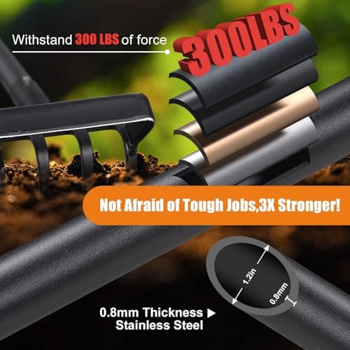 Garden Hoe, 2-in-1 Stirrup Action Hoe with 4-Tine Cultivator Rake, 74 Inch Long Handle Scuffle Weeder Hoe Weeding Tool for Fast Weeding, Soil Loosening, Aerating and Compost Mixing - Thumbnail 6