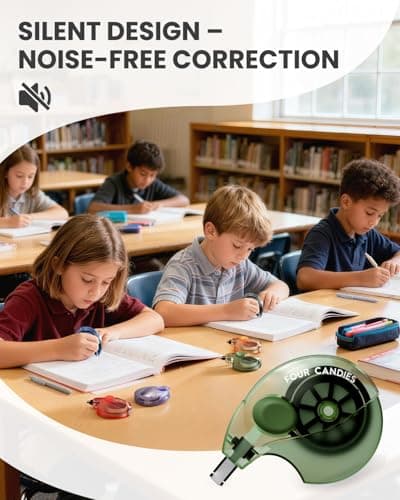Four Candies Silent Correction Tape, White Correction Tape 6 Pack, 26.2ft, Ergonomic Easy-to-Use Applicator, Fast Clean Instant Corrections, Smooth High-Opacity Tear-Resistant Office & School Supplies - Thumbnail 2