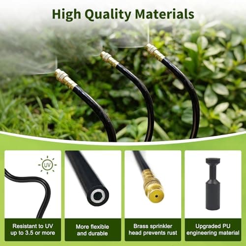 Faurvix 60FT Drip Irrigation System, Automatic Garden Watering Kit with 360° Bendable Hose & 20 Adjustable Nozzles, Water Pressure Powered Sprinkler System for Greenhouse, Lawn, Garden,Yard & Plants - Thumbnail 6