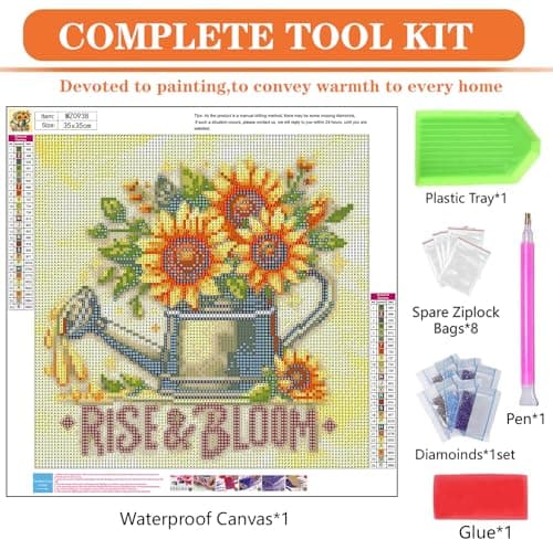 igoodom Diamond Art Kits for Adults, Sunflower Diamond Painting Kit, Full Drill Round Sunflower Diamond Art Kits, DIY Gem Art and Crafts for Home Wall Decor Gift 14x14inch - Thumbnail 6