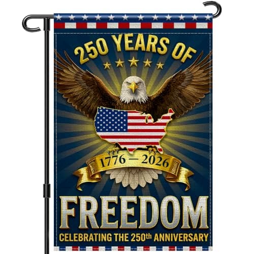 250th Anniversary American Garden Flag, 12x18 Inch Double Sided Eagle Design for Patriotic Outside Yard Decor 1776-2026 Commemorative
