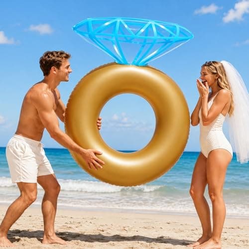 Jasonwell Inflatable Diamond Ring Pool Float - Engagement Ring Bachelorette Party Float Stagette Decorations Swimming Tube Floaty Outdoor Water Lounge Floats for Adults - Thumbnail 5