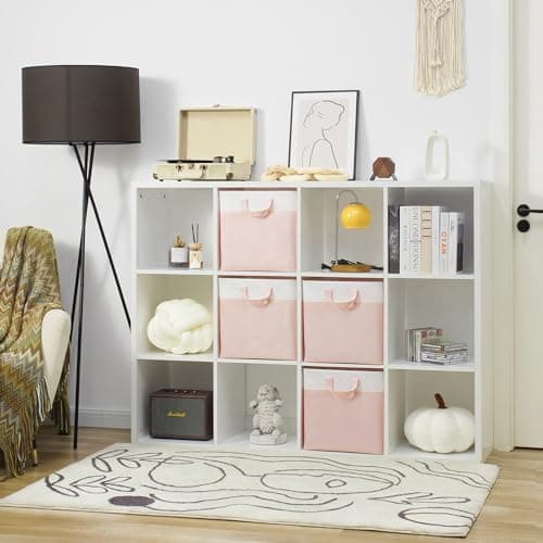 GRANNY SAYS Storage Cubes, 13 Inch Cube Storage Bins with Metal Frame, Collapsible Cube Storage Organizer, Fabric Cubby Bins for Shelves, Closet, Pink, 4 Pack - Thumbnail 4
