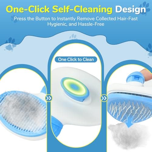 FOOCO Pet Hair Removal Glove & Brush Set – Self-Cleaning Slicker Deshedding Brush and Reusable Hair Removal Glove for Dogs, and Cats, Gentle Grooming Tool for Long & Short Haired Pets - Thumbnail 3