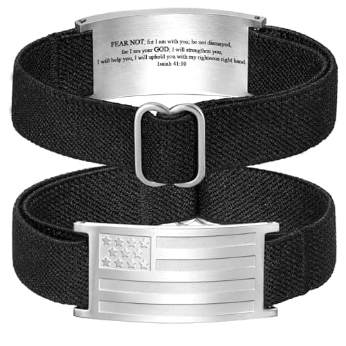 GLEZZA Isaiah 41 10 Bracelets for Boy Men American Flag Cross Inspirational Motivational Bracelet Bible Verse Christmas Birthday Easter Jewelry Gifts for Son Boyfriend Husband - Image 1