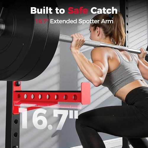 FLYBIRD SR1 Squat Rack with Pull-Up Bar, Multi-Functional Power Rack for Home Gym, 22 Safety Position Height & Adjustable Width for 6/7ft Barbells, Includes Extended J-Hooks & Landmine Attachment - Thumbnail 3
