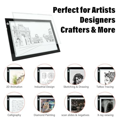 A4 Light Box for Tracing – Ultra-Thin LED Light Table with Adjustable Brightness, USB Powered Light Board for Kids, Artists, Tattoo Transfer, Drawing, Sketching, Stenciling & Art Projects - Thumbnail 6
