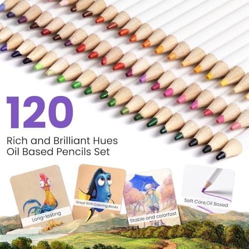 Four Candies Colored Pencils Set,120 Soft Colored Pencils for Coloring Books and Drawing,Blending,Shading. Non-Toxic Art Supplies with Portable Zipper Case & 3-Color Sketchbook for Artists, Beginners - Thumbnail 6