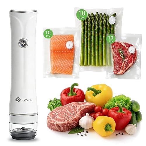 HXTech Compact Vacuum Sealer for Food Sealer: Handheld Portable Vacuum Sealer Machine for Food Storage, Rechargeable Food Vacuum Sealing for Kitchen Travel Fridge Meal Prep,Portable & Wireless