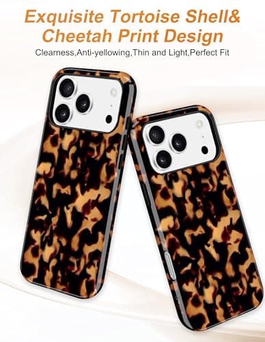 Aitipy Magnetic Tortoise Shell Phone Case for iPhone 13 Pro, Compatible with MagSafe, Cute Brown Aesthetic Leopard Print Soft TPU and Hard PC Shockproof Protective Phone Cover for Women Girls - Thumbnail 3