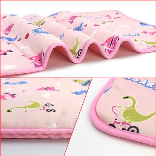 NACOCO Summer Pet Cooling Mat - Cat Dog Cushion Pad Sleeping Cool Dinosaurs Comfortable Soft for Pets Kids and Adults (Pink Dinosaur, L) - Thumbnail 2