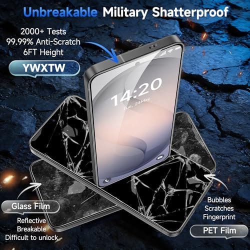 YWXTW Anti Reflective Screen Protector for Samsung Galaxy S26, [Bubble Free] Anti Glare & EZ Unlock Tempered Glass S26 Accessories, Case Friendly, 2 Pack - Thumbnail 5