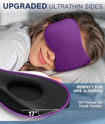 Vynix® Sleep Mask for Women Men - Eye Masks for Side Sleepers, 3D Contoured Night Blindfold 100% Blockout Pressure-Free, Soft Lightweight Breathable Eye Cover Shade Sleeping for Airplane, Travel, Nap - Thumbnail 3