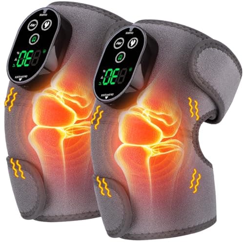 Cordless Heated Knee Massager with Vibration, Heated Knee Brace Wrap Shoulder Elbow 3 in 1 Heating Pad, Rechargeable Heating Warmers Wrap, Gifts for Women Men 2PCS - Image 1