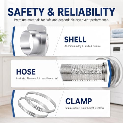 FIRRAX Magnetic Dryer Vent Coupling DV180 Dryer Vent Connector Kit with Self-Aligning Magnets, Airtight Seal Easy to Clean 3.2ft 4-Inch Flexible Hose for Laundry Nook & Rental Home - Thumbnail 6