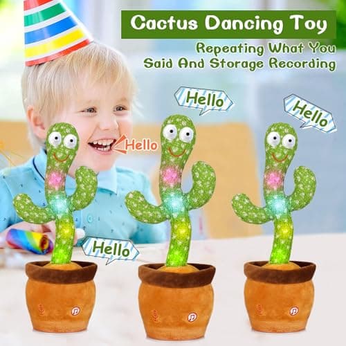 Emoin Talking Cactus Toy, Interactive Toys Dancing Cactus Toy Mimicking Repeating What You Say, Toddler Infant Baby Toys Gifts for 6 7 8 9 10 Month Old Baby Toys for 1 2 3 Year Old Boy Girl - Thumbnail 4