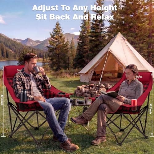 SUNNYFEEL Heavy Duty Camping Chairs for Adults Portable Oversized Folding Chair with Side Pockets & Cup Holde for Fishing,Trip,Picnic,Lawn,Concert Outdoor, Carry Bag Included - Thumbnail 4