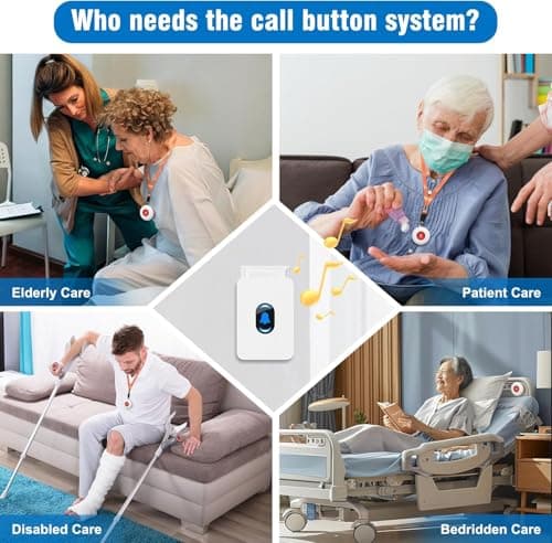 Daytech Caregiver Pager Call Button for Elderly Nurse Alert System for Seniors Patient Disabled at Home/Hospital/Clinic/Nursing Home 2 Emergency Button 2 Plugin Receivers - Thumbnail 4