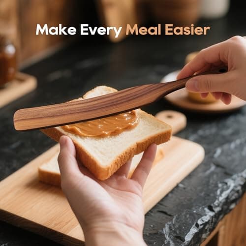 KLYRO 5 PCS Wooden Spatula Set, Natural Teak Wooden Spoons for Cooking, Nonstick Cookware Safe Kitchen Utensils Set, Durable & Elegant Cooking Utensils Gift Set - Thumbnail 6