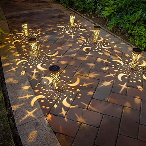 Go2garden Solar Lights Outdoor Decorative Stake Lights Waterproof with Moon Star for Patio, Pathway, Backyard, Outside Decorations, Lawn Ornaments,Garden Gifts (Copper, 6pack) - Thumbnail 5