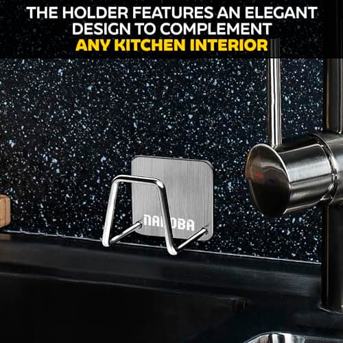 Stainless Steel Sponge Holder for Kitchen Sink – Compact & Durable Kitchen Sink Sponge Holder – Easy to Install, Keeps Item Dry, Saves Storage Space | Suitable for Metal, Glass, Ceramic, Wood & More - Thumbnail 5