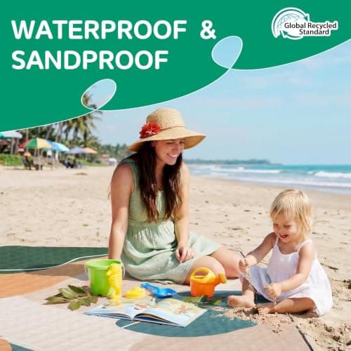RYCHIC Waterproof Picnic Blanket Outdoor Camping Beach Mat Extra Large Foldable Car Essential Roadtrip Gadget Rv Accessories Glamping Tent Gear Must Haves Hiking Stuff Backpacking Necessities Gift - Thumbnail 3