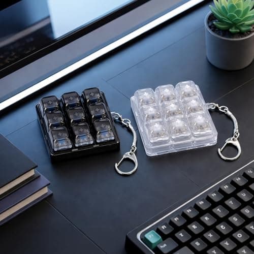 Netholid 2 PCS 9-in-1 Keyboard Fidget Toy for Adults Silent and Loud Keyboard Clicker Keychain Stress Relief Fidget Toys for Office Asmr Anxiety Autism (Black&White, 9 in 1-2P) - Thumbnail 4