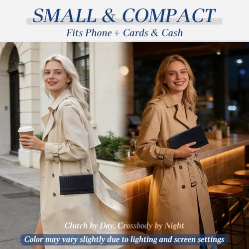 U+U Crossbody Bags for Women, Small Leather Bag with Removable Chain, Card Slots & Phone Pocket - Lightweight Purse Wallet (Black) - Thumbnail 2
