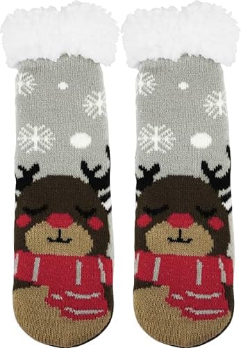 BenSorts Kids Girls Boys Slipper Socks Soft Warm Thick Cozy Fuzzy Anti-Slip Winter Thermal Christmas Socks Indoor 4 5 6 7 Years - Thumbnail 6
