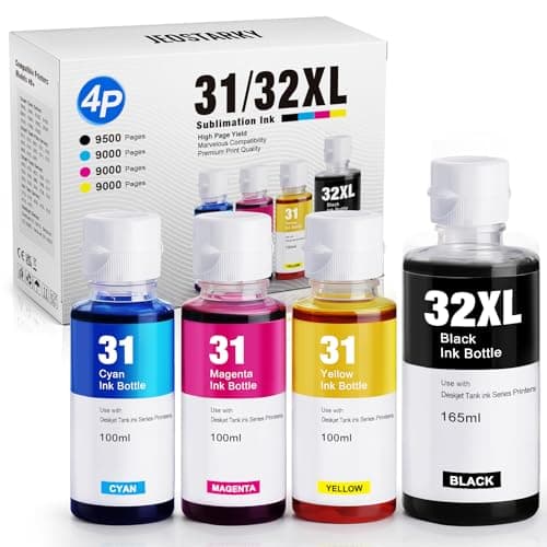Jeoskarky Compatible for HP 31xl Color HP 32xl Black Ink Bottle for HP Smart Tank 7602 6001 5101 7301 6000 5102 5000 5103 7002 7001 7302 Series for Smart Tank Plus 651 551 Printers (4 Bottles)