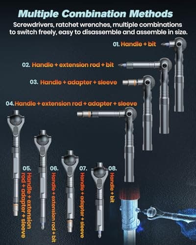 Saker Upgraded Magnetic Screwdriver Set: 40-in-1 Ratchet Screwdriver Tool Kit with 180° Ball-Joint Handle - Portable S2 Bits Precision Repair Tool Set for Computer Phone Watch Camera Bike - Thumbnail 5