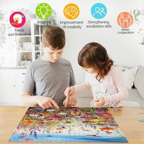Puzzles for Adults 1000 Pieces, Flowers 1000 Piece Puzzle for Adults, Jigsaw Puzzles 1000 Pieces with Letters On Back Hard Impossible Difficult Challenging Family Puzzle (27.5"X19.6") - Thumbnail 5