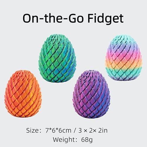 JimSeiSei 3D Printed Fidget Toy, Twisty Dragon Eggs, Spiral Slippery Egg Fidget Toy, Stress Relief Sensory Desk Toy for Adults and ADHD, Rotating Focus Anxiety Relief Pocket Toy (Bluegreen) - Thumbnail 5