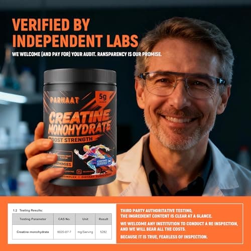 NSF Certified Creatine Gummy - Creatine Monohydrate Gummies 5g for Men & Women - Boost Focus,Strength, and Endurance, Vegan, Gluten-Free, Non-GMO, 2.5 Gram Creatine per Gummy ( Passion fruit 90 ct) - Thumbnail 5