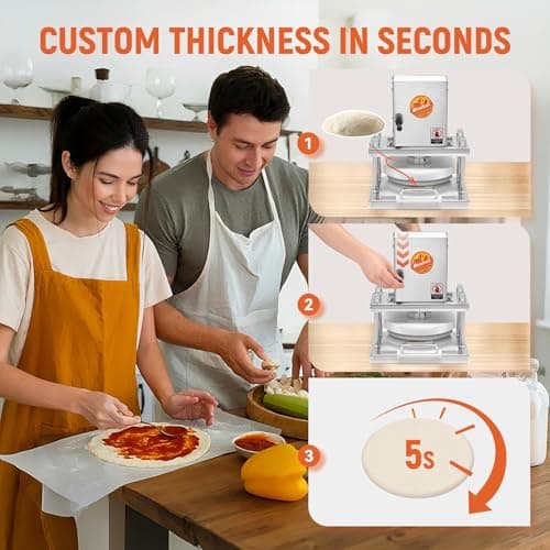 Newhai Commercial Pizza Dough Press Machine 8.6” Electric Dough Roller Sheeter Pastry Pizza Bread Press Forming Processor with 400 Pcs Parchment Papers for Bakery Home Restaurant Use - Thumbnail 3